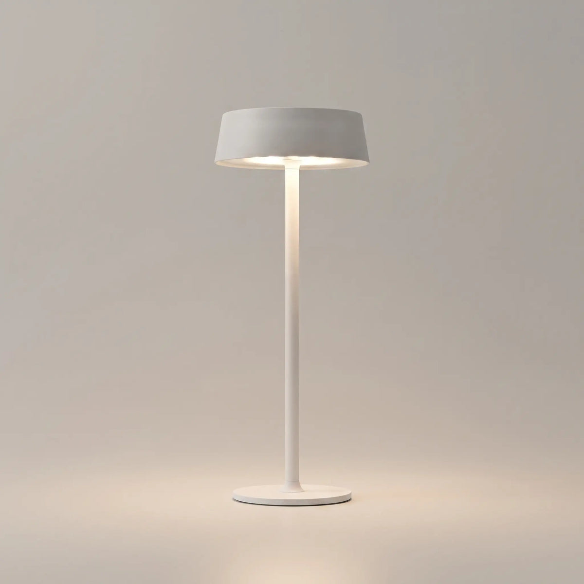 Aesthix Lume Plate white Nordic touch table lamp on plain background