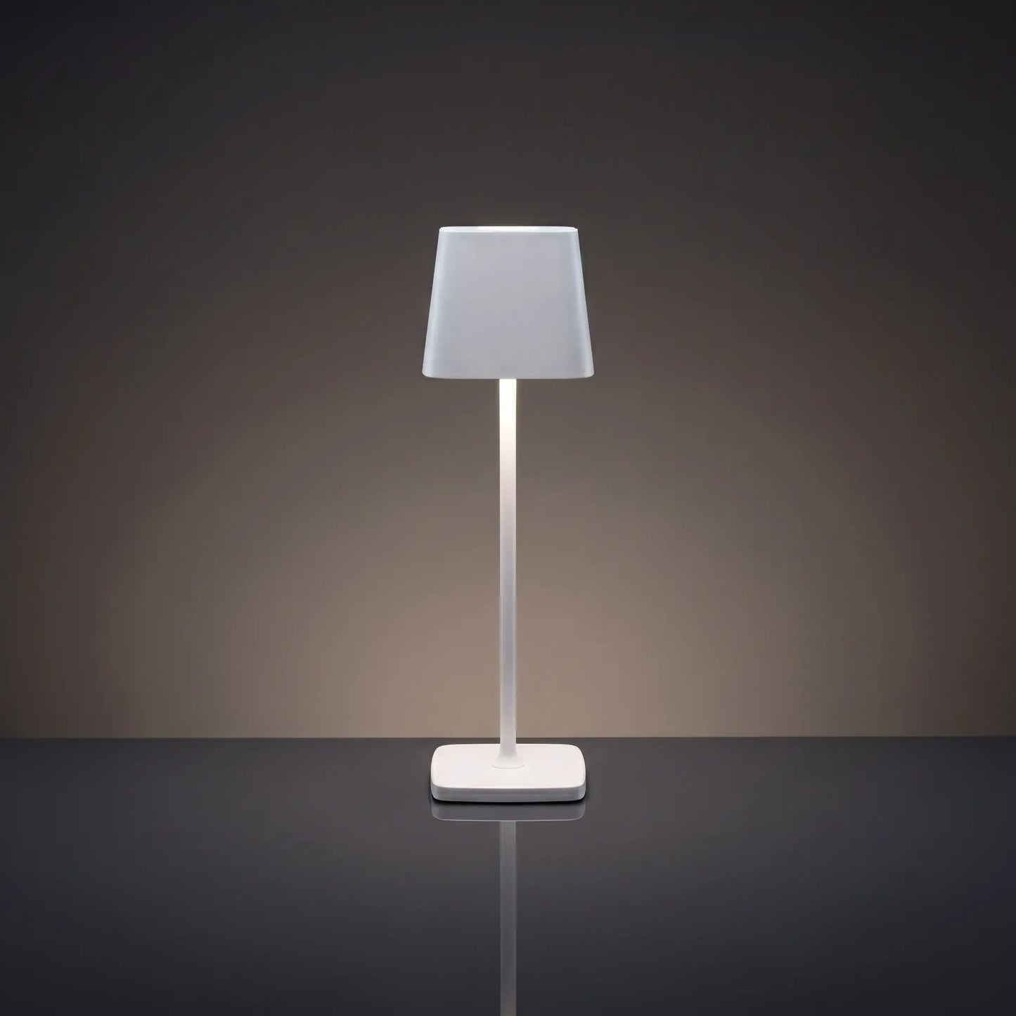 Aesthix Lume Dusk minimalist touch lamp white finish product shot grey background UK