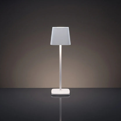 Aesthix Lume Dusk minimalist touch lamp white finish product shot grey background UK