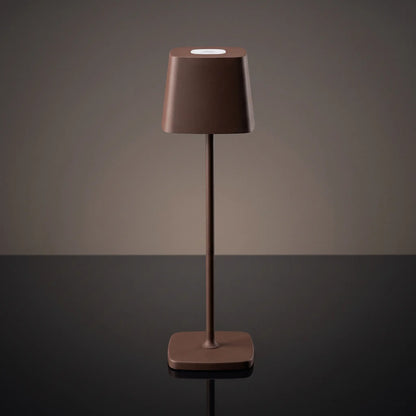 Aesthix Lume Dusk minimalist touch lamp brown finish product shot grey background UK