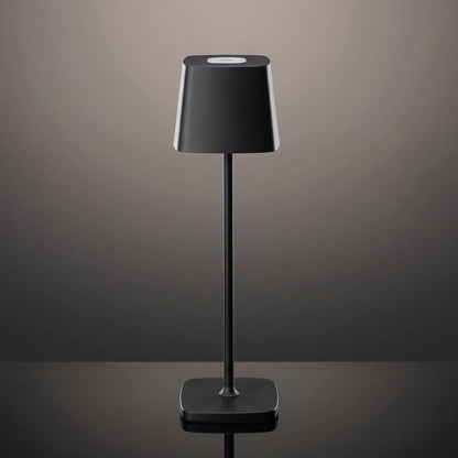 Aesthix Lume Dusk minimalist touch lamp black finish product shot grey background UK