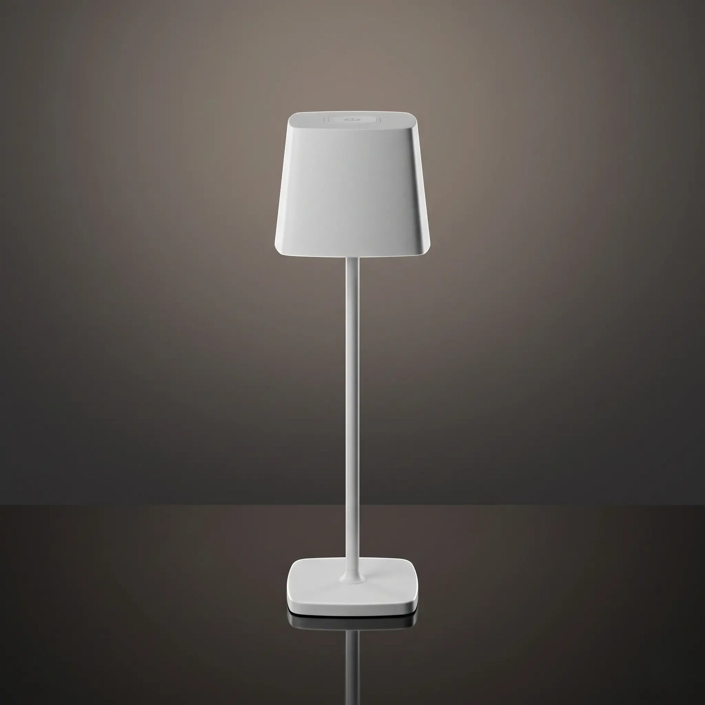Aesthix Lume Dusk minimalist touch lamp white finish product shot grey background UK