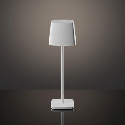 Aesthix Lume Dusk minimalist touch lamp white finish product shot grey background UK