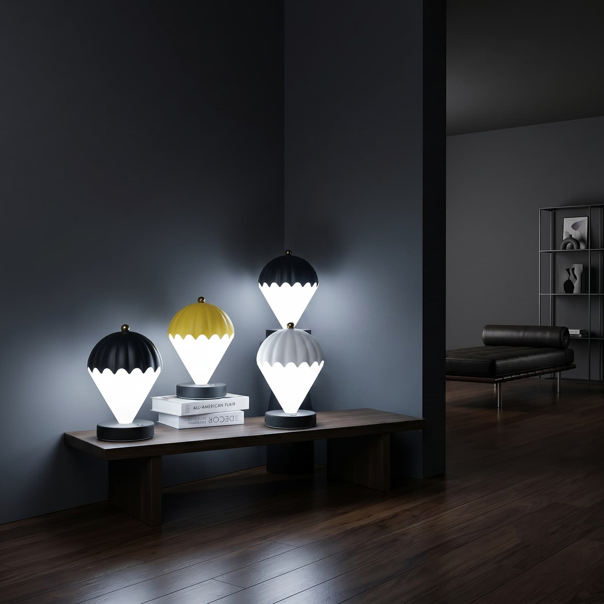 Aesthix Lume Aero balloon night light multiple variants dark room wooden shelf living room UK