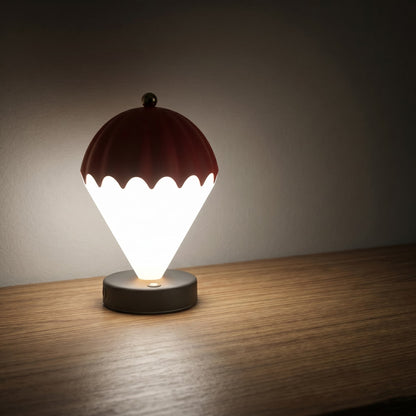 Aesthix Lume Aero balloon night light dark red variant wooden floor warm white glow UK