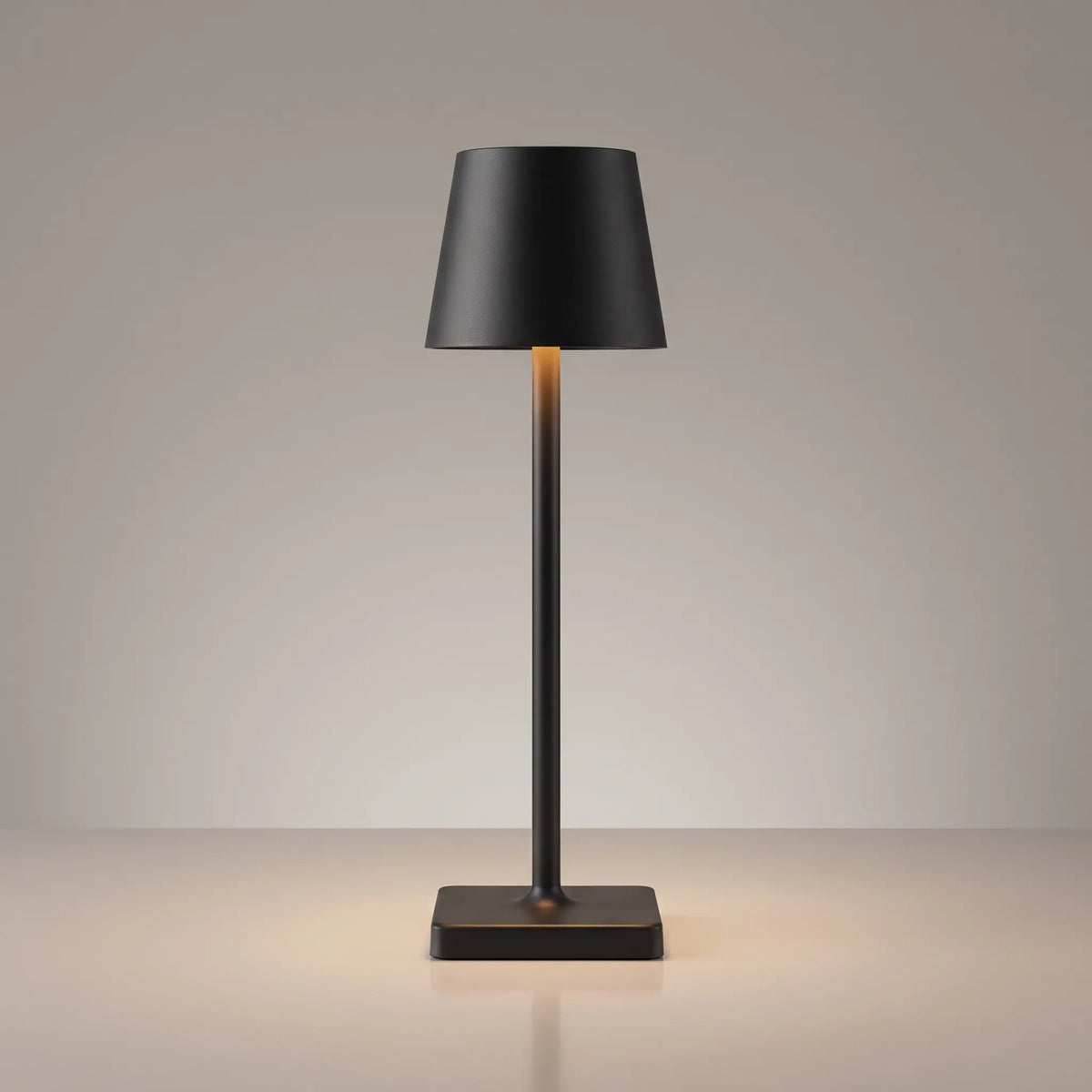 Aesthix Lume Classic bar style touch table lamp in black finish on plain background