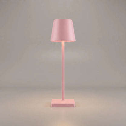 Aesthix Lume Classic bar style touch table lamp in pink finish on plain background