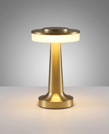 Aesthix Lume Nova cordless touch lamp gold finish product shot grey background
