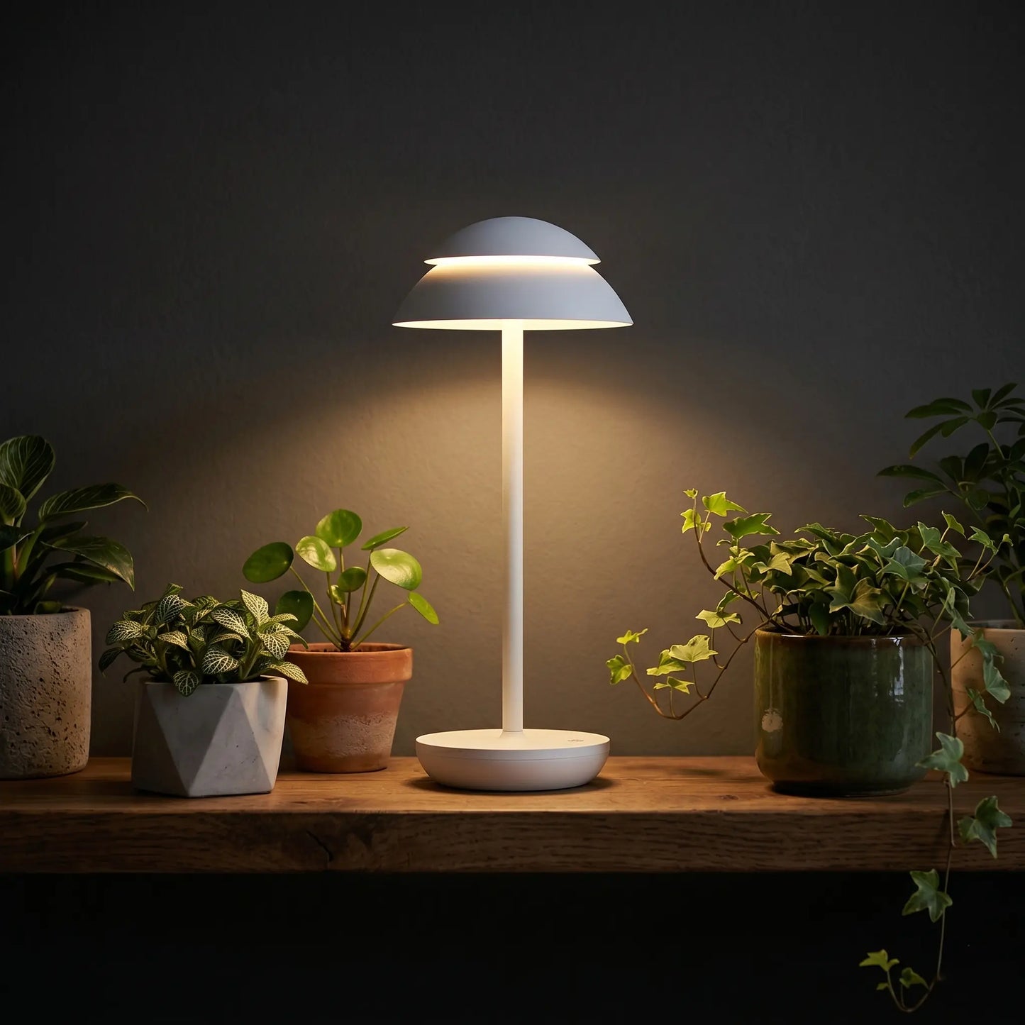 Aesthix Lume Domo modern mushroom lamp black base indoor plants dark room warm light UK