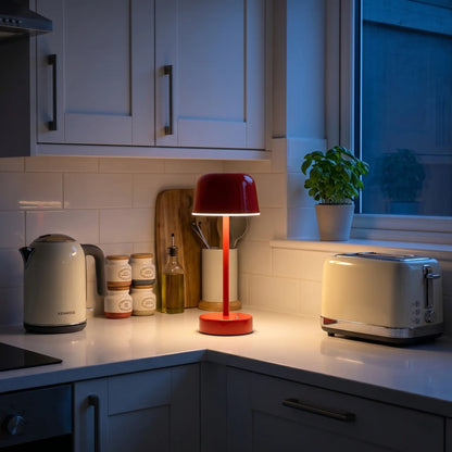 Aesthix Lume Hat wireless touch lamp red finish kitchen counter kettle toaster warm night light UK