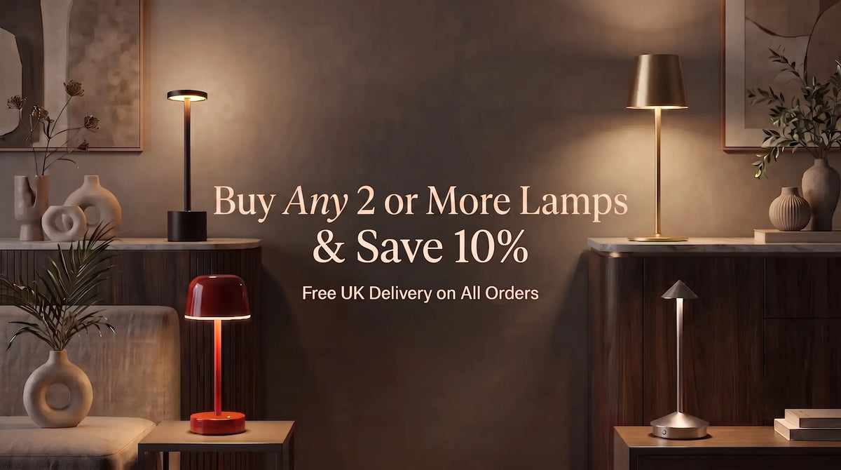 Aesthix Lume cordless rechargeable table lamps collection warm ambient lighting modern living room UK