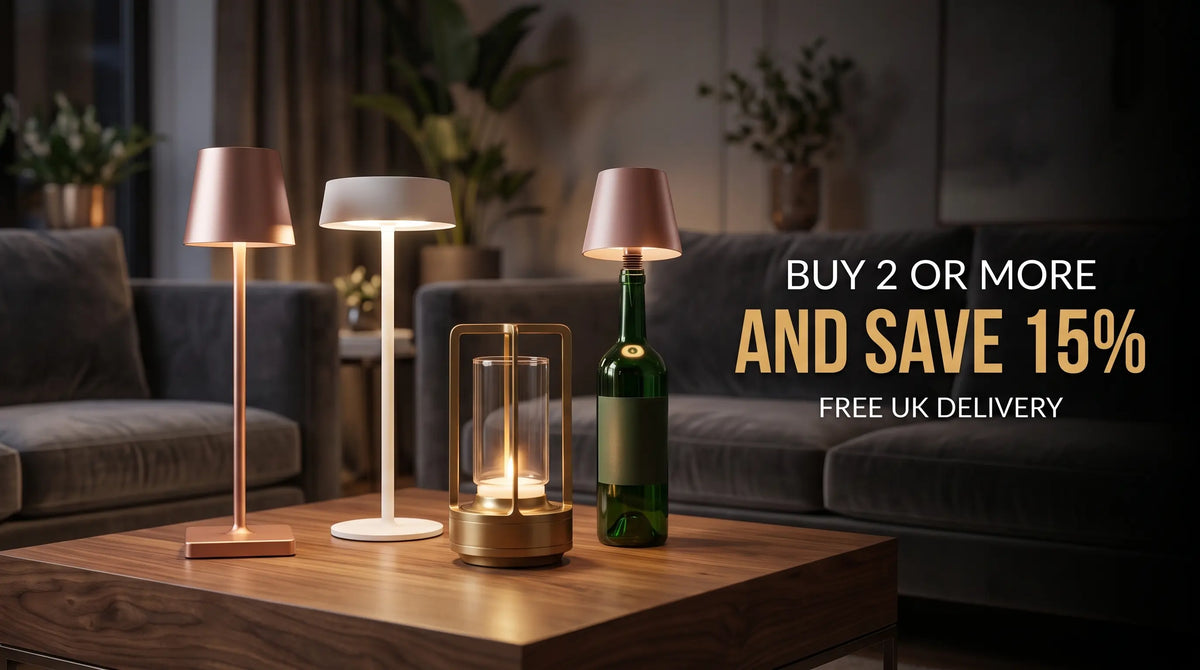 Aesthix Lume cordless rechargeable table lamps collection warm ambient lighting modern living room UK