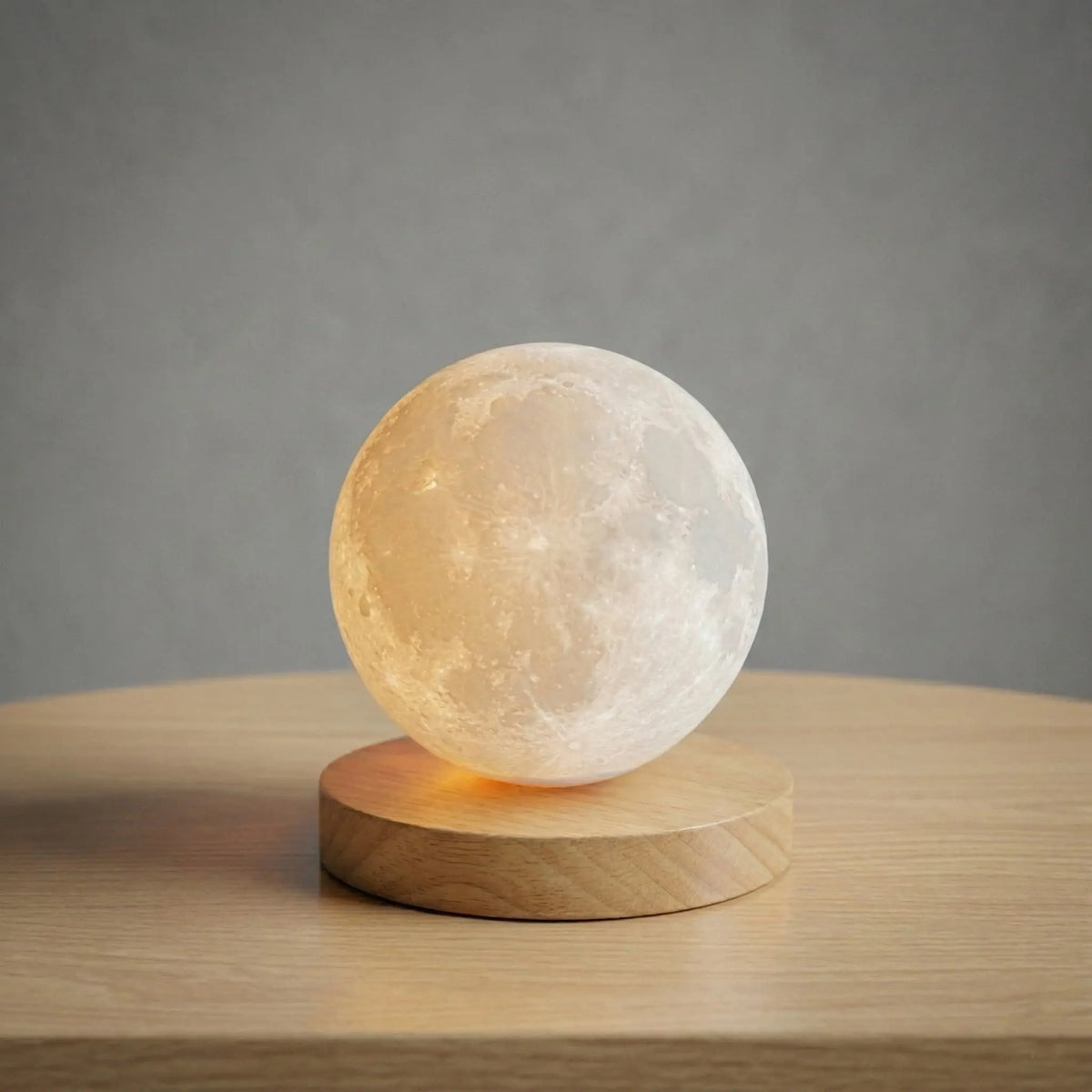 Aesthix Lume Luna moon lamp warm white product shot wooden base clean background UK