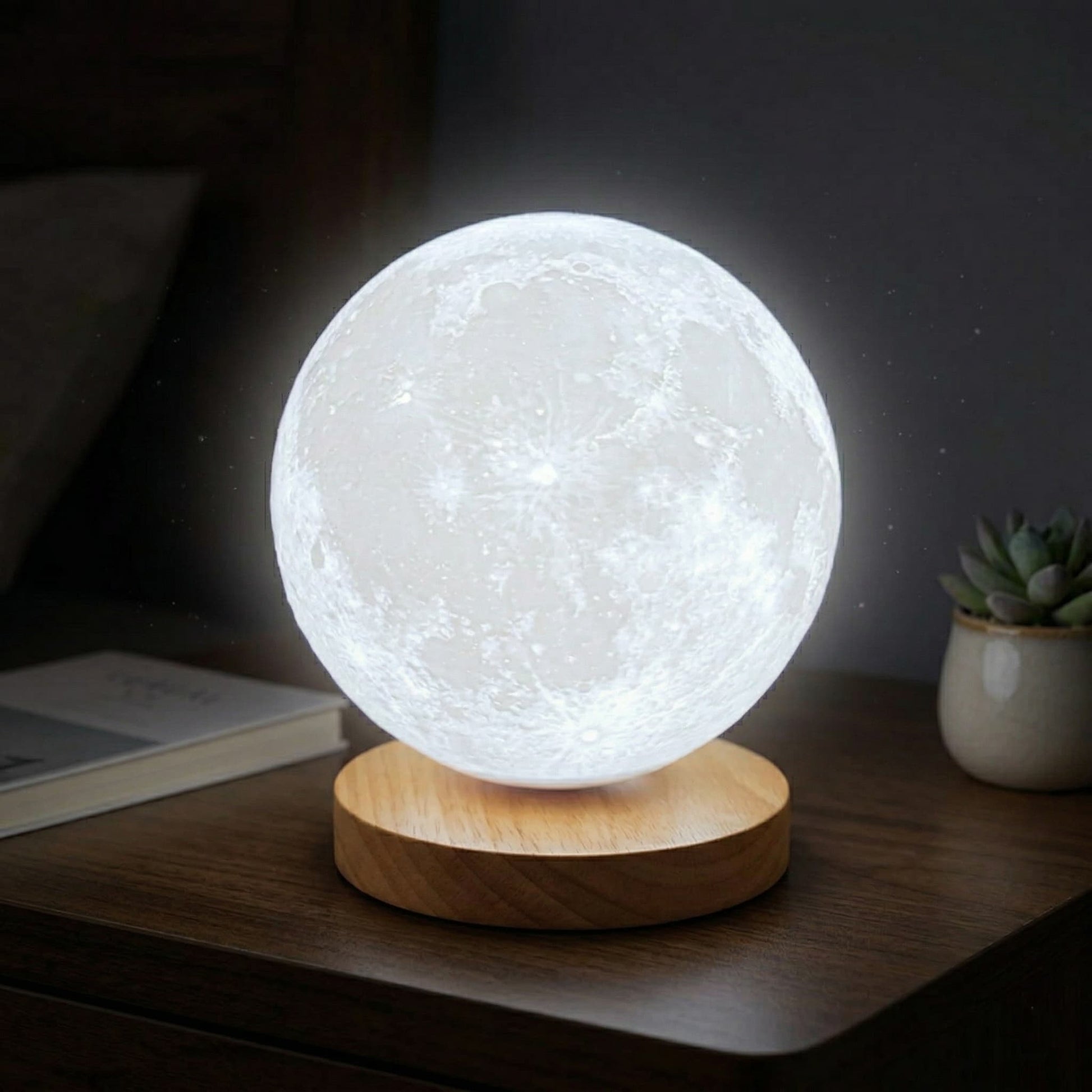 Aesthix Lume Luna moon lamp cool white bright glow dark room bedside table UK