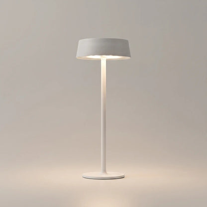 Aesthix Lume Plate white Nordic touch table lamp on plain background