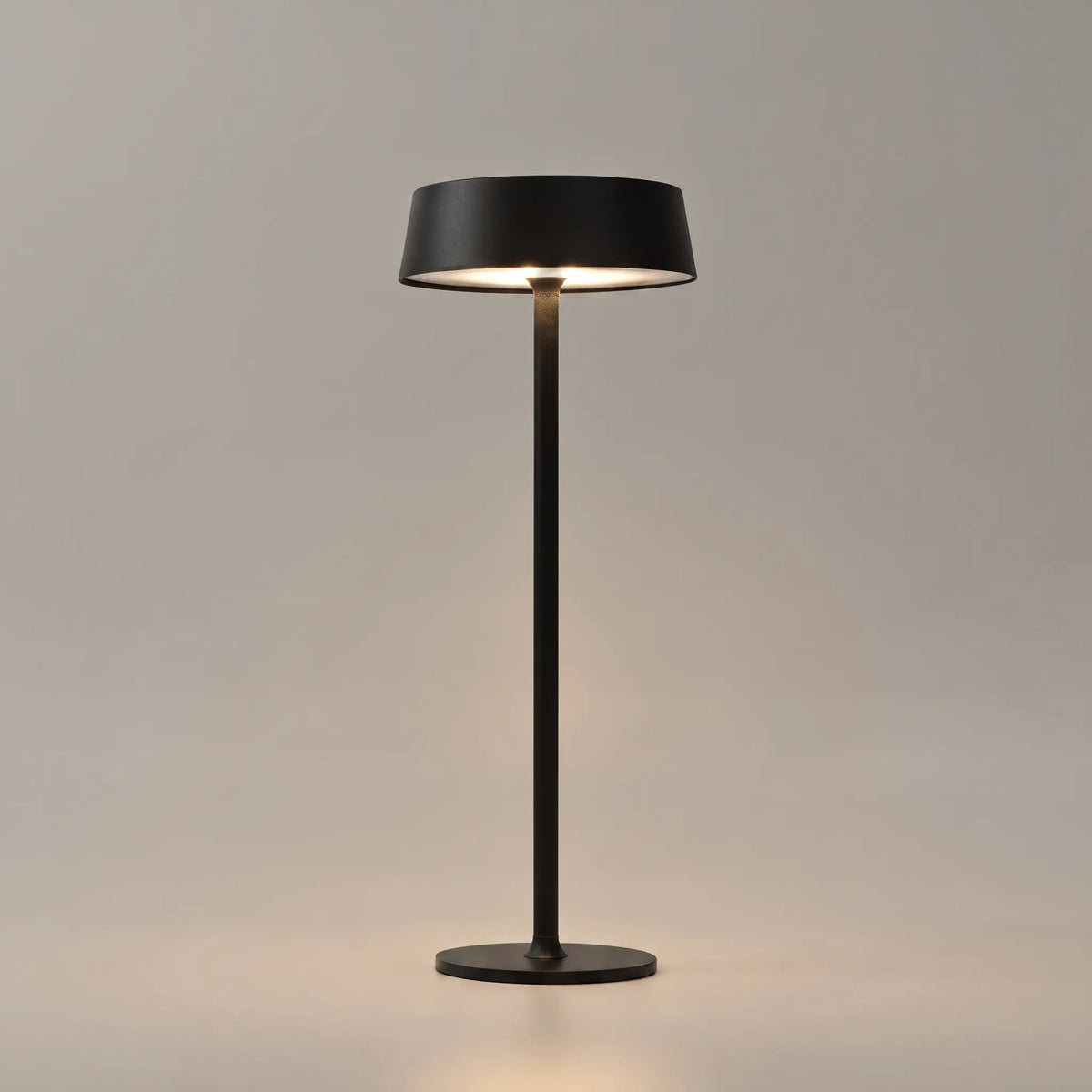 Aesthix Lume Plate black Nordic touch table lamp on plain background