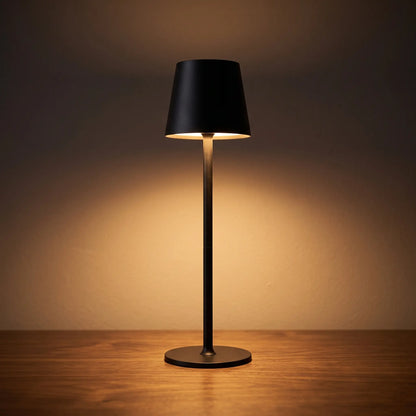 Aesthix Lume Poise rechargeable waterproof table lamp black finish dark background warm glow UK