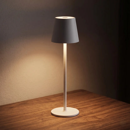 Aesthix Lume Poise rechargeable waterproof table lamp white finish minimalist room warm light UK