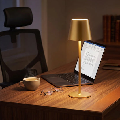 Aesthix Lume Poise rechargeable waterproof table lamp gold finish office desk laptop chair UK