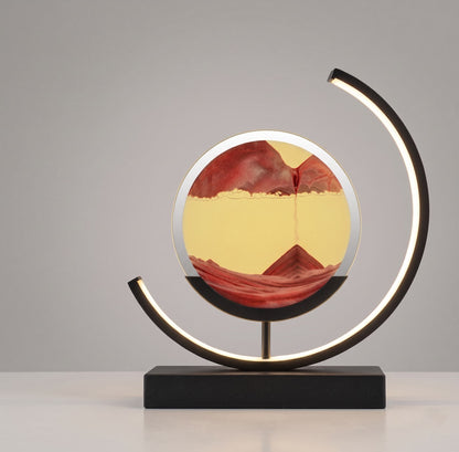 Aesthix Lume Drift quicksand art lamp orange yellow sand black base product shot