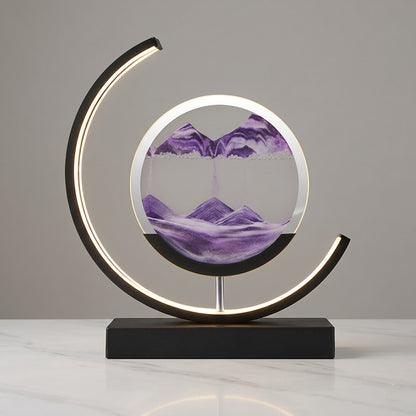 Aesthix Lume Drift quicksand art lamp purple sand black base product shot marble surface