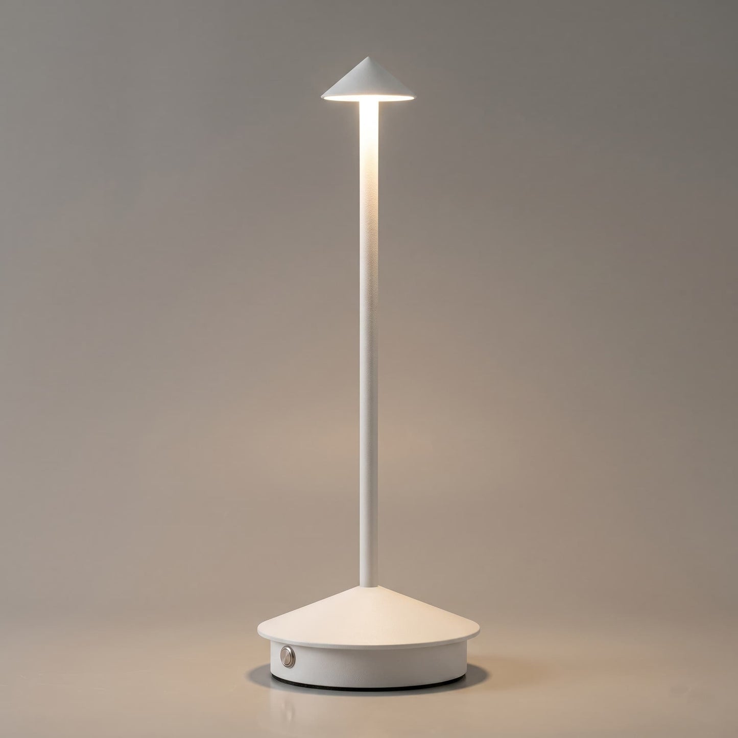 Aesthix Lume Vela slim rechargeable lamp white finish product shot clean background UK