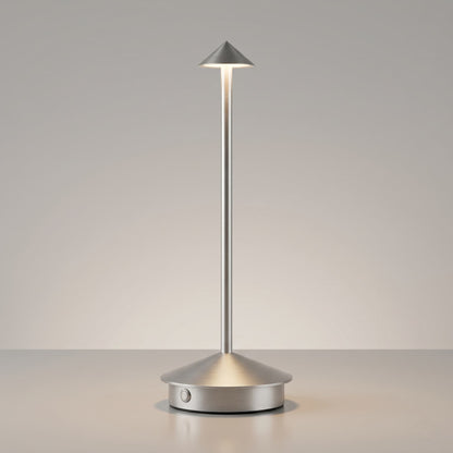Aesthix Lume Vela slim rechargeable lamp silver finish product shot clean background UK