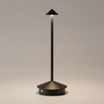 Aesthix Lume Vela slim rechargeable lamp in black finish on plain background