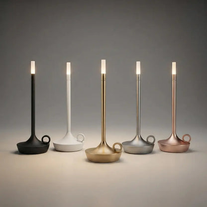 Aesthix Lume Taper candle glow lamps – five colour collection in matte black, white, brushed gold, silver and rose gold