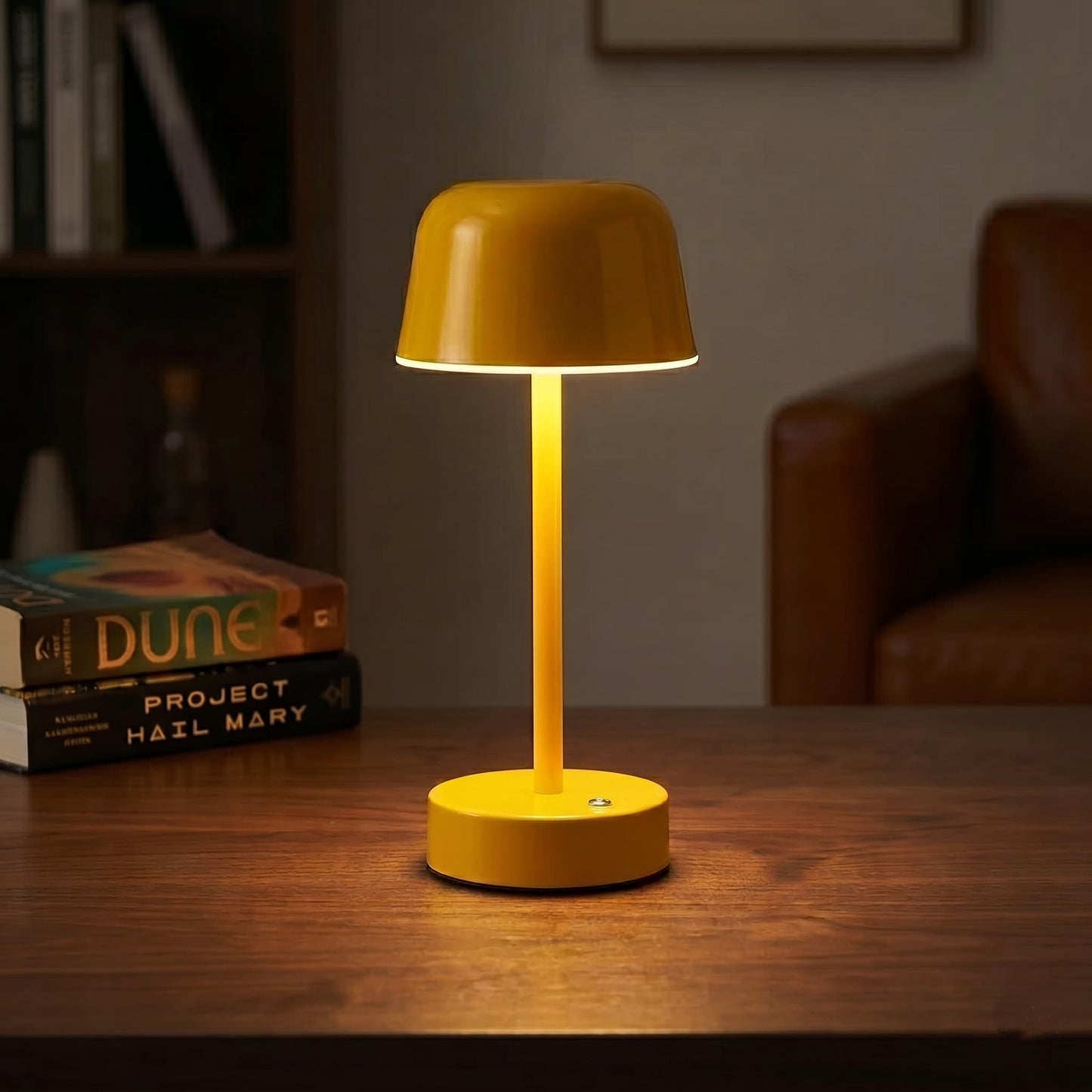 Aesthix Lume Aura cordless touch lamp yellow variant warm living room books decor UK