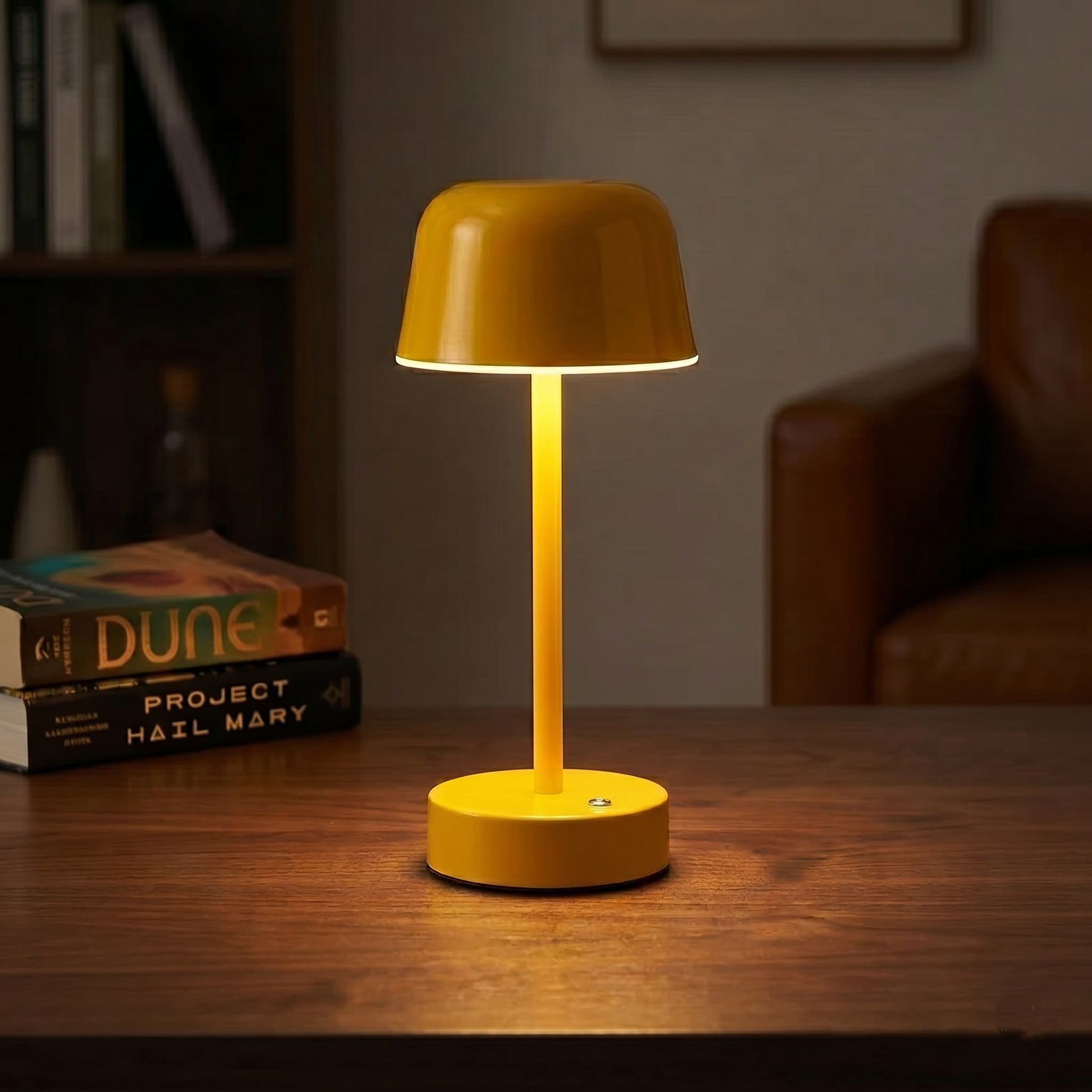 Aesthix Lume Aura cordless touch lamp yellow variant warm living room books decor UK