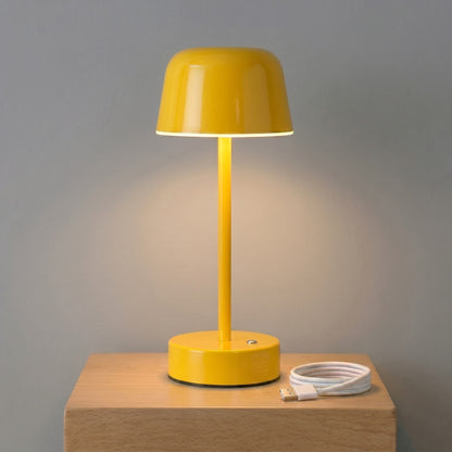 Aesthix Lume Aura cordless touch lamp yellow product shot wooden base USB charging UK