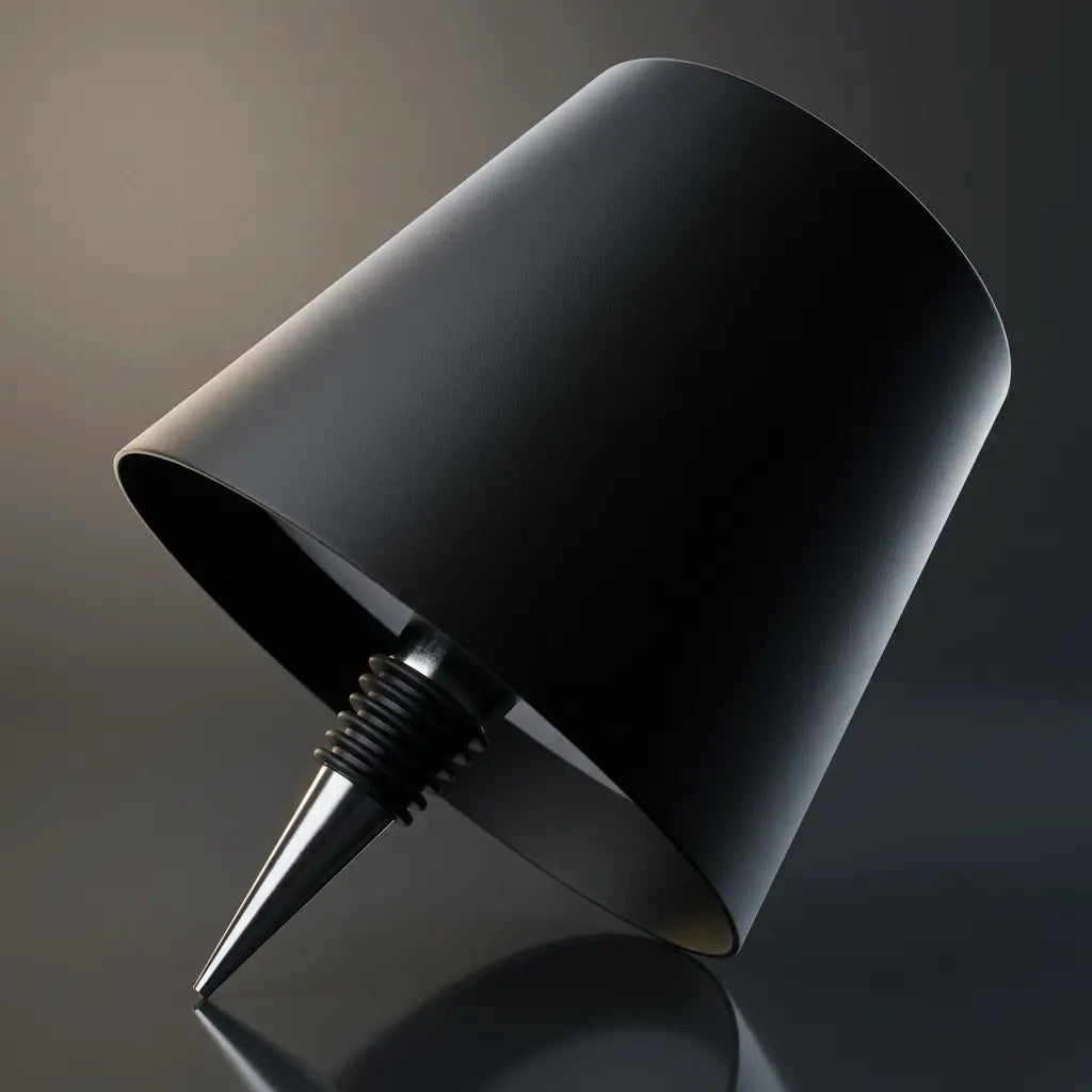 Aesthix Lume Vino accent bottle lamp black finish product shot dark background UK