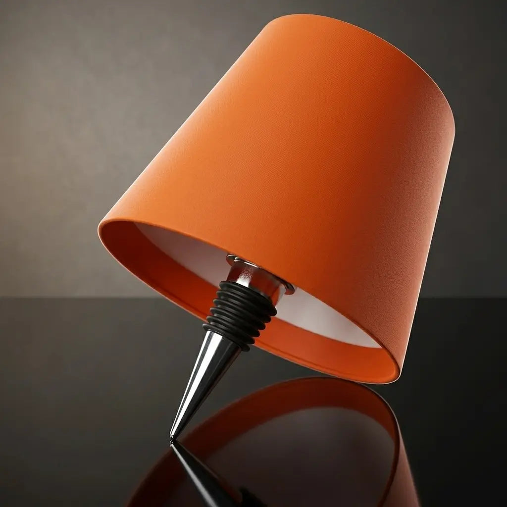 Aesthix Lume Vino accent bottle lamp orange finish product shot dark background UK