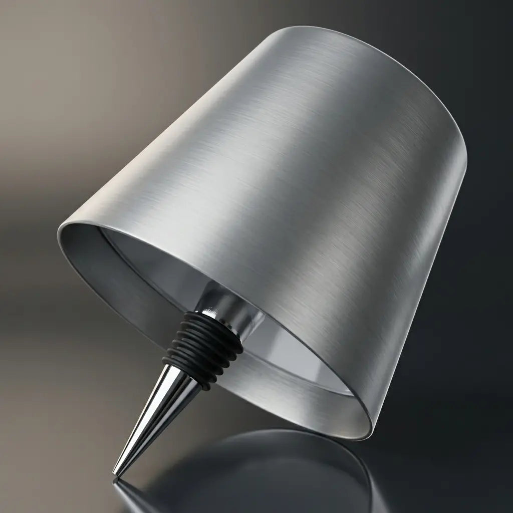 Aesthix Lume Vino accent bottle lamp silver_grey finish product shot close-up angle UK